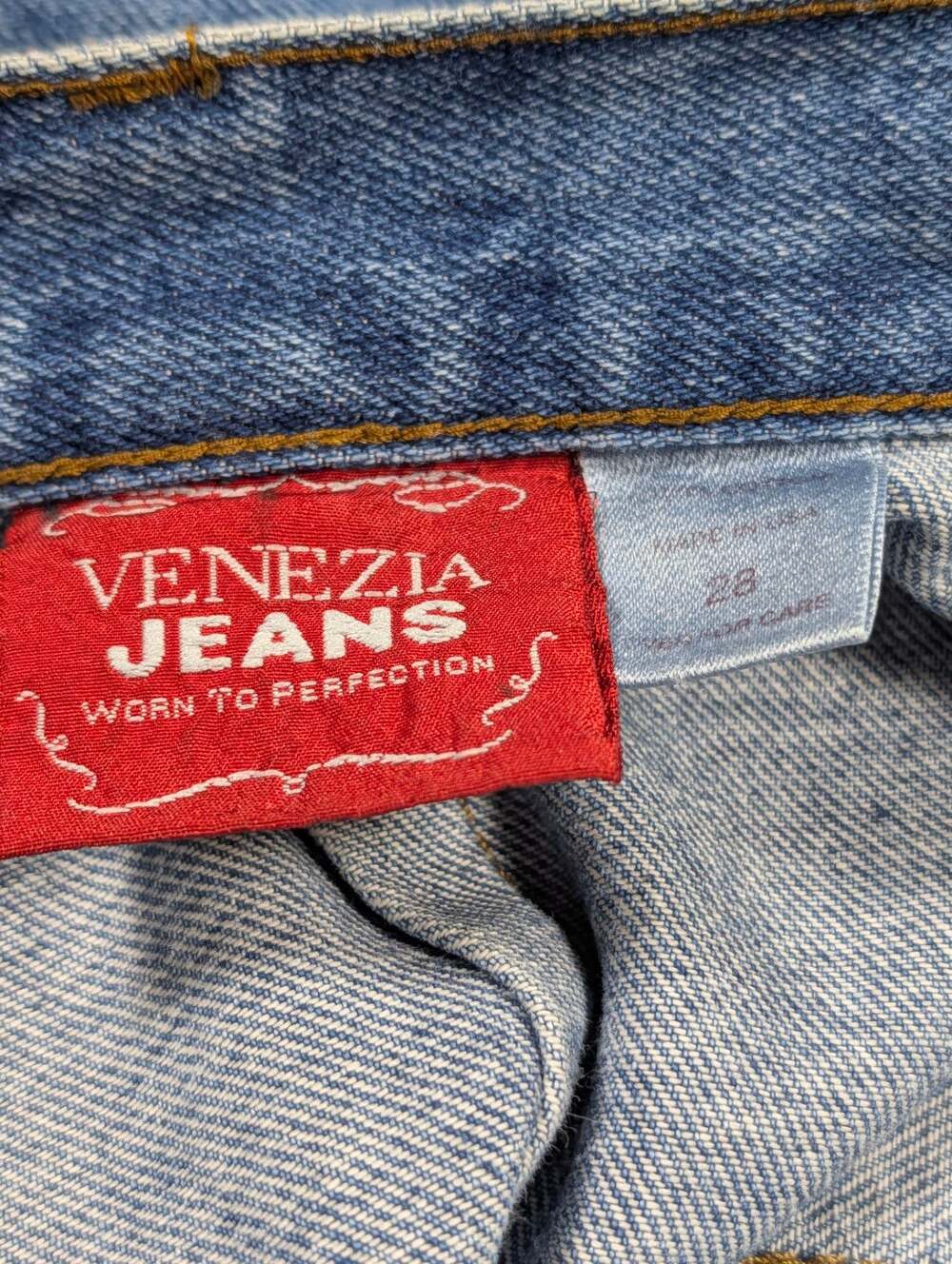 Venezia Jeans Vintage Midi Denim Skirt with Front Slit - Picture 2 of 8